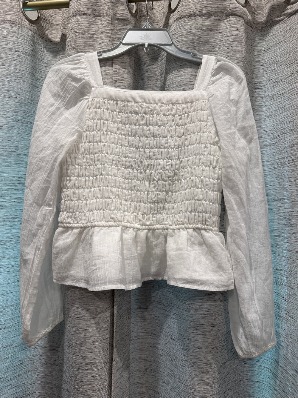 abercrombie kids White Smocked Peplum Long-Sleeve Top